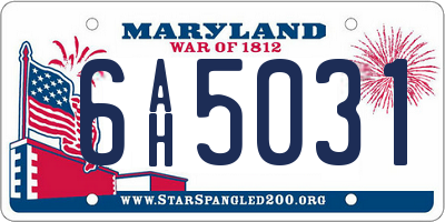 MD license plate 6AH5031