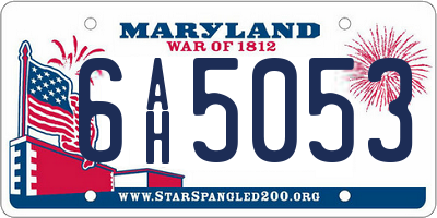 MD license plate 6AH5053