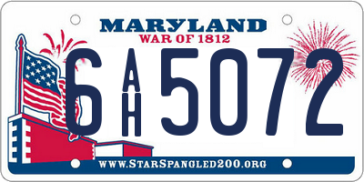 MD license plate 6AH5072