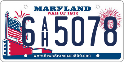 MD license plate 6AH5078