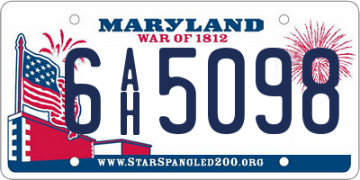 MD license plate 6AH5098