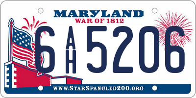 MD license plate 6AH5206