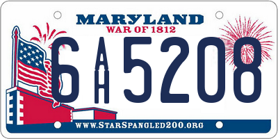 MD license plate 6AH5208