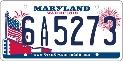 MD license plate 6AH5273