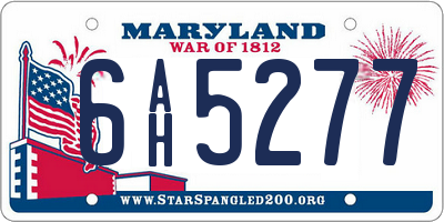 MD license plate 6AH5277