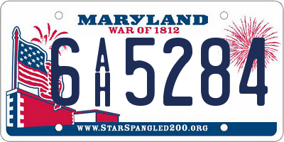 MD license plate 6AH5284
