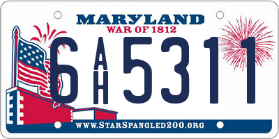 MD license plate 6AH5311