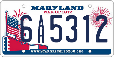 MD license plate 6AH5312