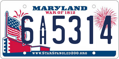 MD license plate 6AH5314