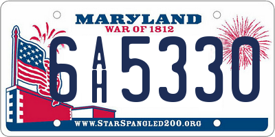 MD license plate 6AH5330