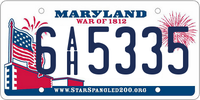MD license plate 6AH5335