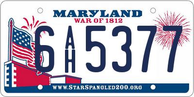 MD license plate 6AH5377