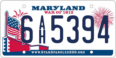 MD license plate 6AH5394