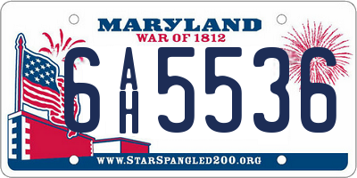 MD license plate 6AH5536