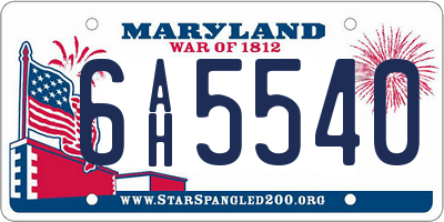 MD license plate 6AH5540