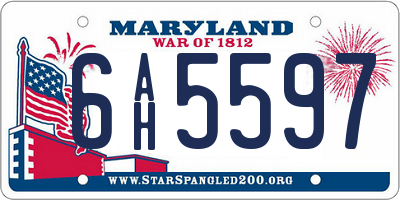 MD license plate 6AH5597