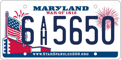 MD license plate 6AH5650