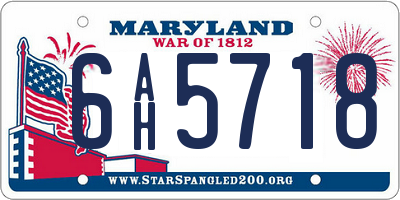 MD license plate 6AH5718