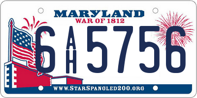 MD license plate 6AH5756