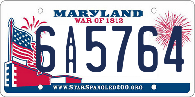 MD license plate 6AH5764