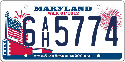 MD license plate 6AH5774