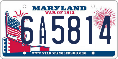 MD license plate 6AH5814
