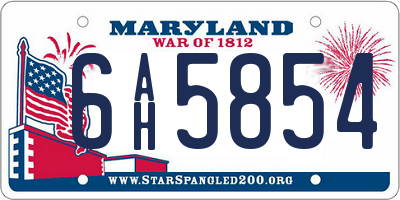MD license plate 6AH5854