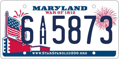 MD license plate 6AH5873