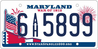 MD license plate 6AH5899