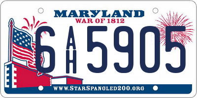 MD license plate 6AH5905