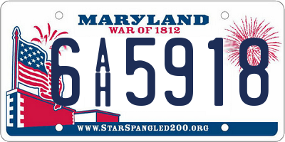 MD license plate 6AH5918