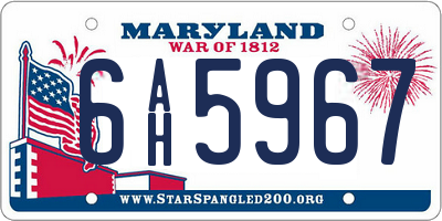 MD license plate 6AH5967