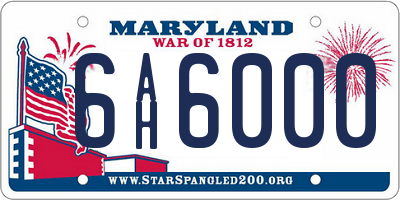 MD license plate 6AH6000