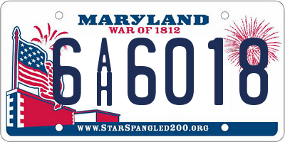 MD license plate 6AH6018