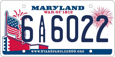 MD license plate 6AH6022