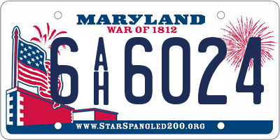 MD license plate 6AH6024