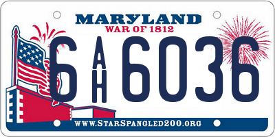 MD license plate 6AH6036
