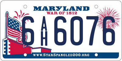 MD license plate 6AH6076