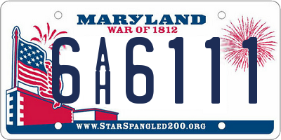 MD license plate 6AH6111