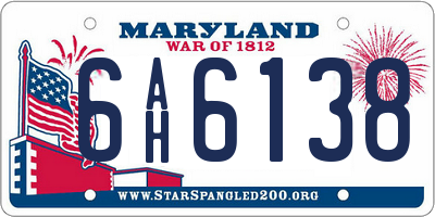 MD license plate 6AH6138