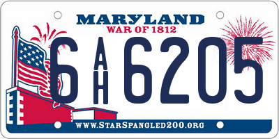 MD license plate 6AH6205