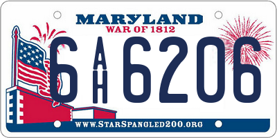 MD license plate 6AH6206