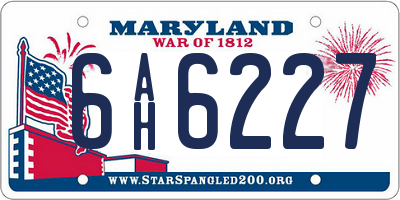 MD license plate 6AH6227