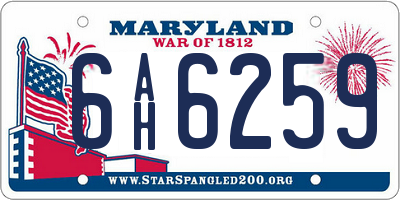 MD license plate 6AH6259