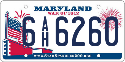 MD license plate 6AH6260