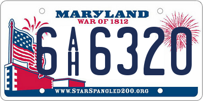MD license plate 6AH6320
