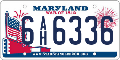 MD license plate 6AH6336