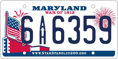 MD license plate 6AH6359