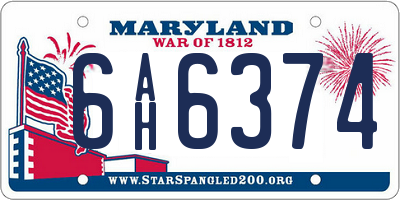 MD license plate 6AH6374