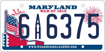 MD license plate 6AH6375